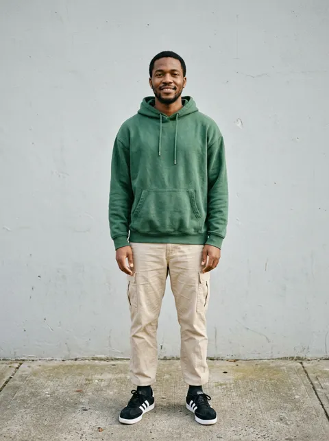 Photo of a man in a green hoodie used for a Neon Dance AI video